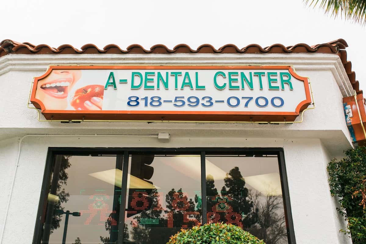 A-Dental Center sign outside our window